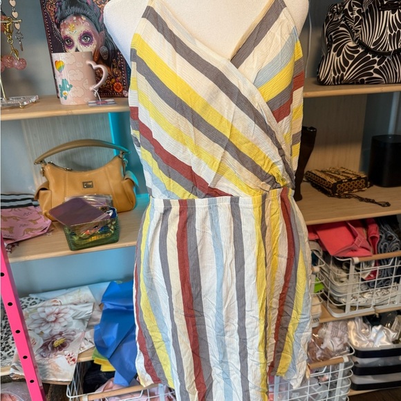 Market and Spruce Striped Mini Dress in Yellow, Gray, and White NWT size Large - Picture 3 of 6